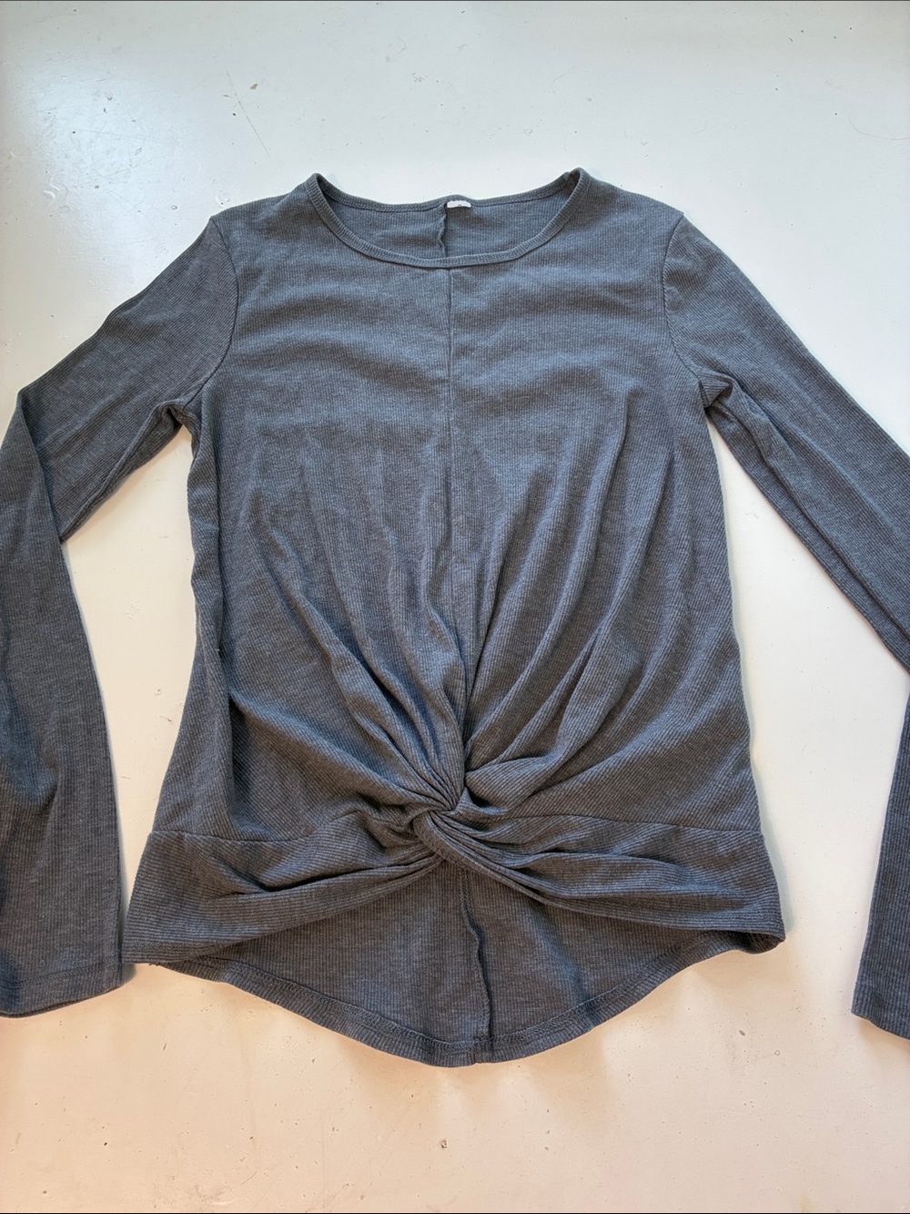 All in Motion Small Grey Long Sleeve Front Knot Workout Athletic T Shirt